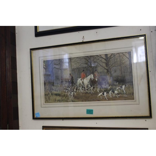 363 - Edwardian Framed Coloured Hunting Print