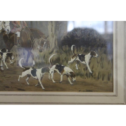 363 - Edwardian Framed Coloured Hunting Print