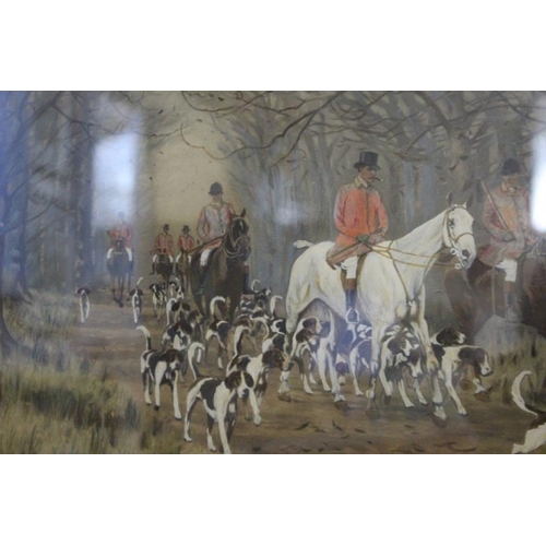 363 - Edwardian Framed Coloured Hunting Print