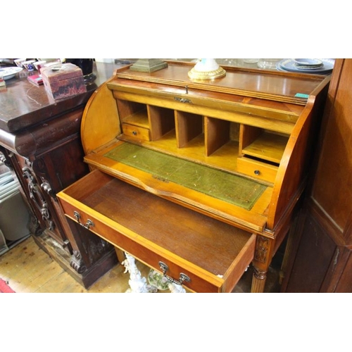 393 - Regency Revival Yew Wood Cylinder Top Bon Heur du Jour