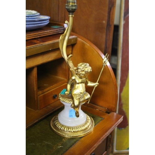 395 - Cherub Figural Table Lamp on a Hardstone Socle Base