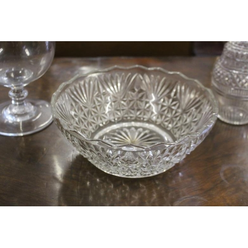 409 - Glass Punch Bowl and Cups together with Glass Plate and 4 other Bowls