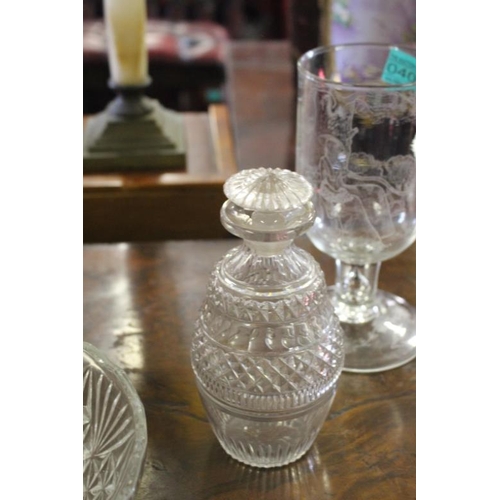 409 - Glass Punch Bowl and Cups together with Glass Plate and 4 other Bowls