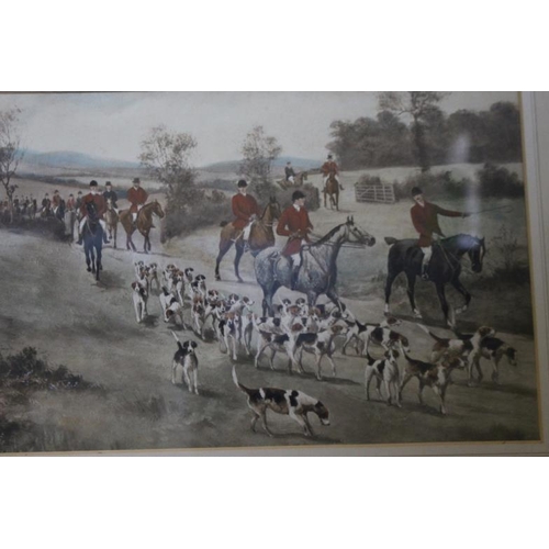 410 - Good Edwardian Hunting Print - Framed and Glazed