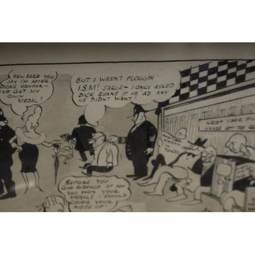 414 - A Vintage Hand-drawn Newspaper Caricature type Court House Scene (26cm x 68cm)