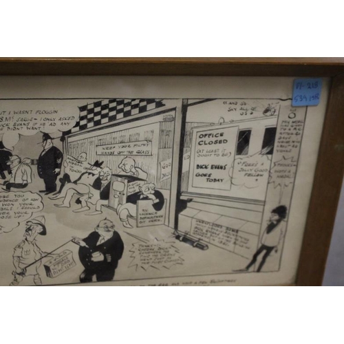 414 - A Vintage Hand-drawn Newspaper Caricature type Court House Scene (26cm x 68cm)