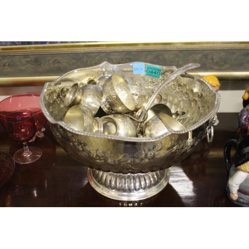 440 - Edwardian Silver Plated Punch Bowl and Cups