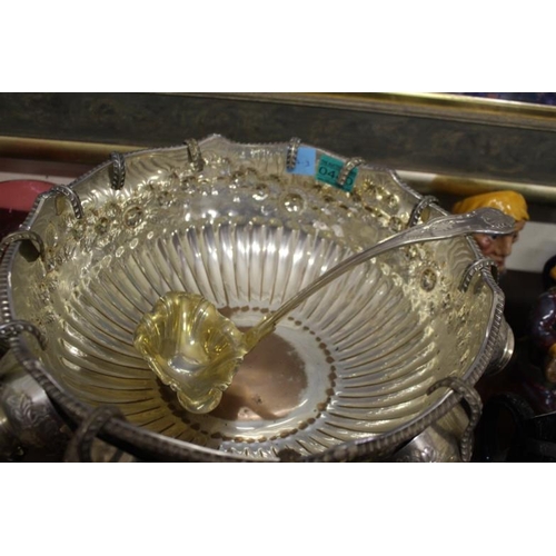 440 - Edwardian Silver Plated Punch Bowl and Cups