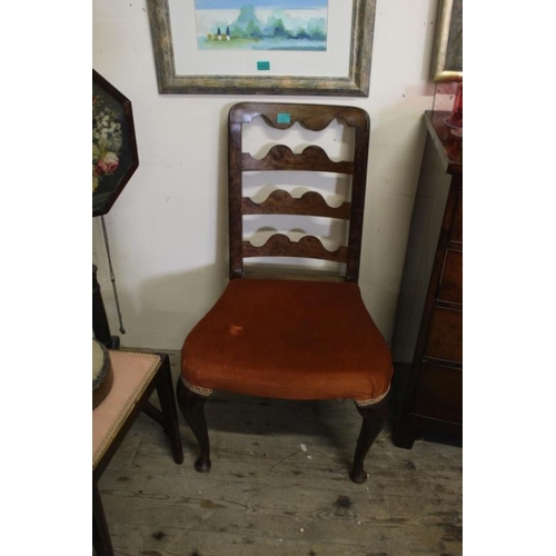 451 - Georgian Walnut Ladder back Chair and a Mahogany Wine Table