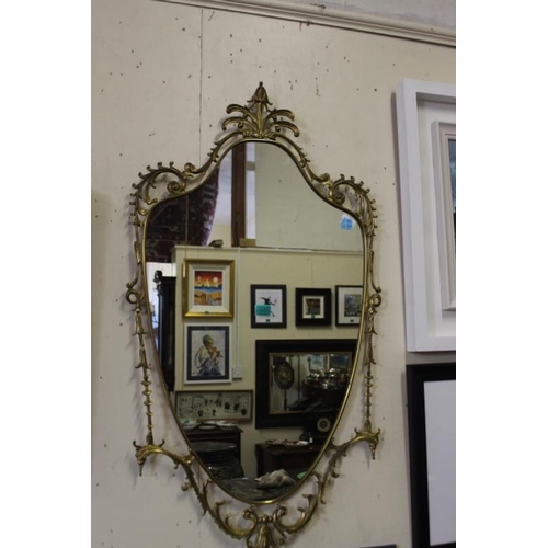 469 - Vintage Brass Framed Cartouche Mirror