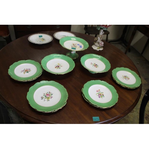 480 - 11 Piece English Porcelain Desert Service circa 1890 including comports