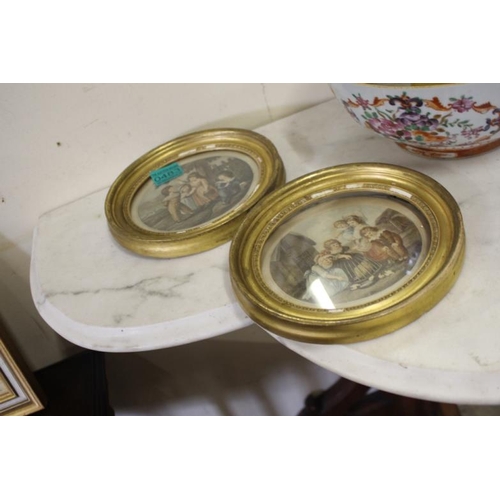 483 - Pair of Oval Gilt Framed Engravings of Children Playing