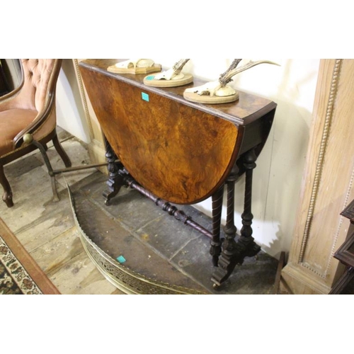 486 - Victorian Walnut Sutherland Table with Oval Drop Leaves