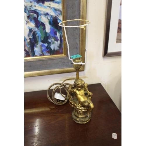 501 - Neat Gilt Cherub Table Light