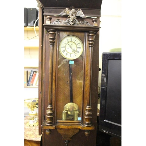 511 - 19th Century Walnut Cased Double Brass Weight Vienna Wall Clock