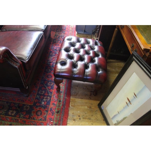 541 - Chesterfield Style Red Ox Blood Footstool