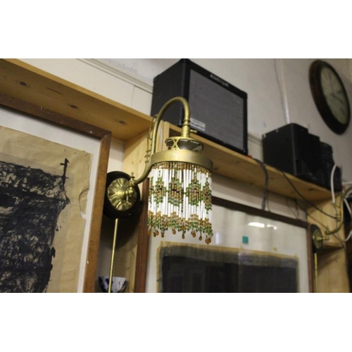 568 - Pair of Early 20th Century Gas Lights with decorative Bead Glass Shades (RARE)