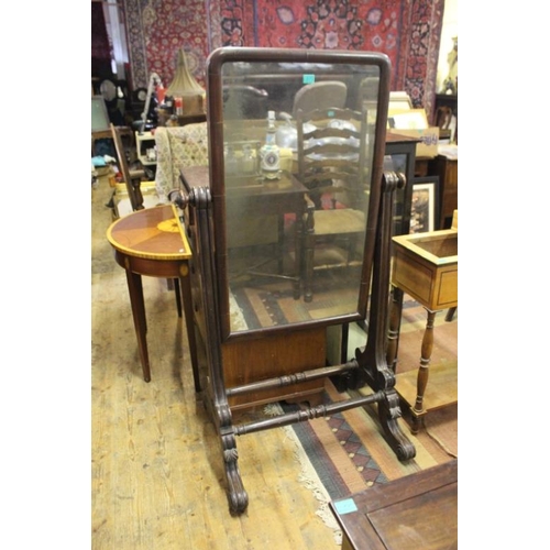 579 - Victorian Mahogany Cheval Mirror