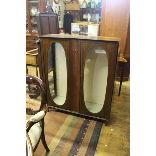 588 - Edwardian Inlaid 2 Door Display Cabinet