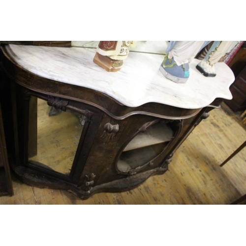 62 - Victorian Mahogany Chiffonier with decorative Mirrorback over serpentine form Marble Top (for restor... 