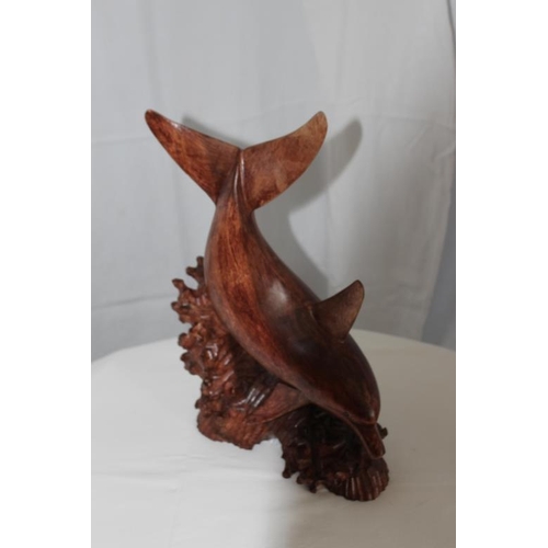 156 - Carved Column Dolphin (repair to tail) Height  45cm