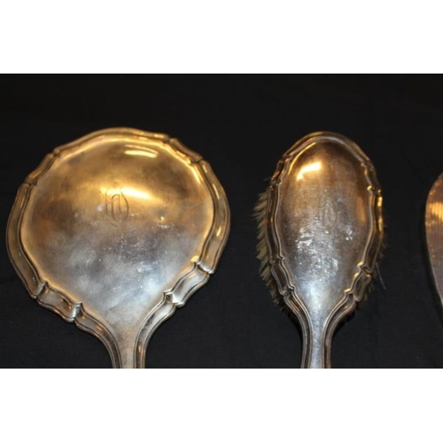 161 - 4 Pieces of Birmingham Silver : Dressing Table Mirrors, Brush and Comb