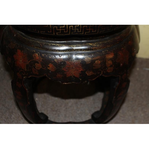 167 - Pair of Early 20th Century Japanese Laquerwork Stools (46cm Tall x 35cm Diameter)