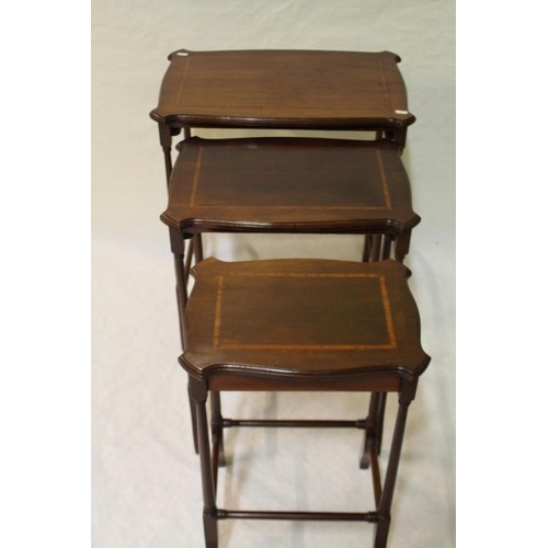 173 - Nest of 3 Inlaid Walnut Occasional Tables in very good condition - (67cm Tall x 37cm deep x 56cm Wid... 