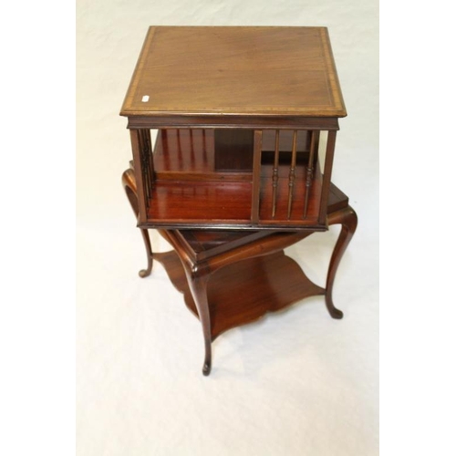 175 - Edwardian Inlaid Walnut Revolving Bookcase on Stand.  In excellent condition (78cm Tall x 46cm Squar... 