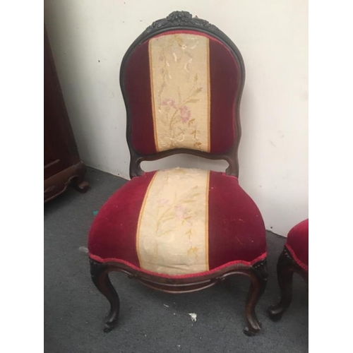 23 - Pair of 19th Century Rosewood Occasional Chairs on cabriole Legs