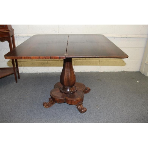 33 - Good Victorian Tea Table on Baluster Shaped Column over a Platform base and 4 Scroll Feet (94cm Wide... 