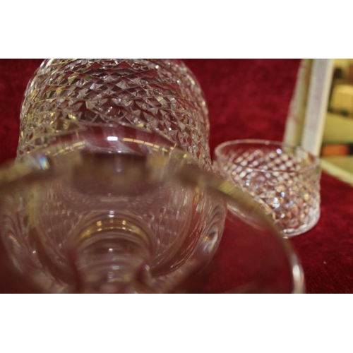 37 - A Waterford Cut Glass Bowl and a Waterford Glass Pedestal Vase (chip).  Vase is 20cm Tall