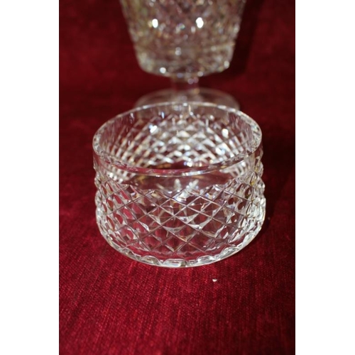 37 - A Waterford Cut Glass Bowl and a Waterford Glass Pedestal Vase (chip).  Vase is 20cm Tall