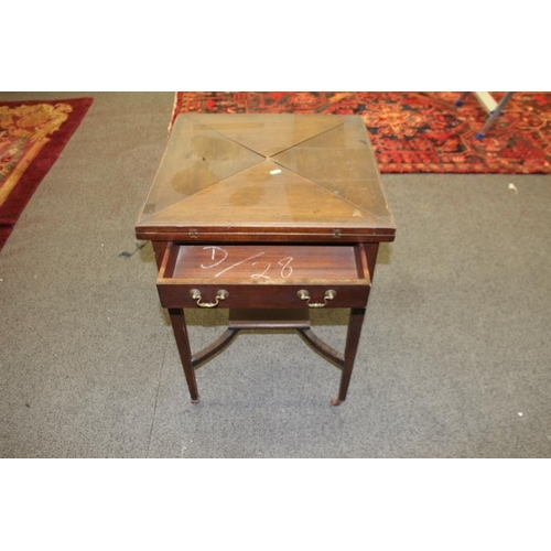 41 - Edwardian Mahogany Envelope Games Table (72cm Tall x 54cm Square)