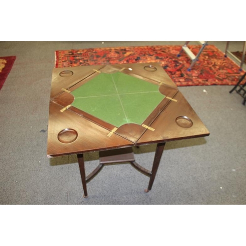 41 - Edwardian Mahogany Envelope Games Table (72cm Tall x 54cm Square)