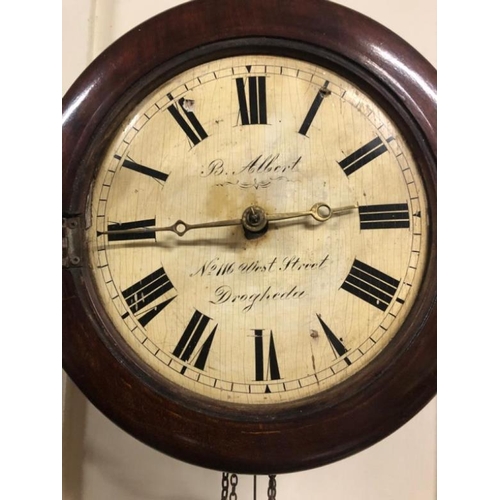 495 - 1880s Irish made Wag of the Wall Clock B.Albert No. 116 West Street, Drogheda