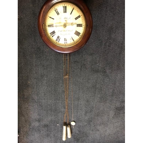 495 - 1880s Irish made Wag of the Wall Clock B.Albert No. 116 West Street, Drogheda