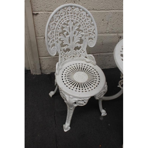 56 - Heavy Cast Iron Circular Garden Table and 2 matching Heavy Cast Iron Garden Chairs