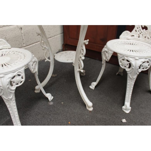 56 - Heavy Cast Iron Circular Garden Table and 2 matching Heavy Cast Iron Garden Chairs