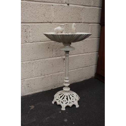 63 - Cast Iron Bird Bath on Stand with Ornate Base (97cm Tall)