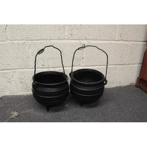 65 - Pair of Cast Iron Skillet Pots (25cm Tall - 27cm Diameter)