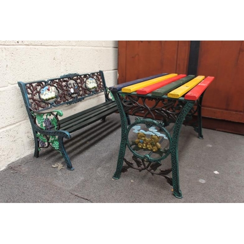 72 - Cast Iron Metal Childrens Bench and Table (Chair 90cm long and Table 90cm Long)