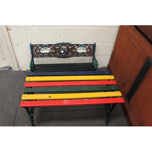 72 - Cast Iron Metal Childrens Bench and Table (Chair 90cm long and Table 90cm Long)