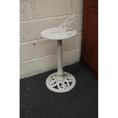 78 - White Cast Iron Garden Statuary Sun Dial (80cm Tall)