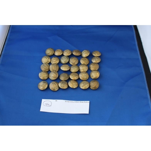 86 - 30 Irish Army Uniform Brass Buttons. Three part construction with IV (Irish Volunteer) letters.   Ma... 