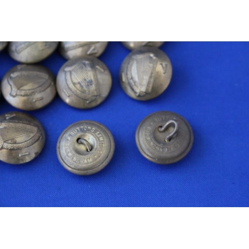 86 - 30 Irish Army Uniform Brass Buttons. Three part construction with IV (Irish Volunteer) letters.   Ma... 