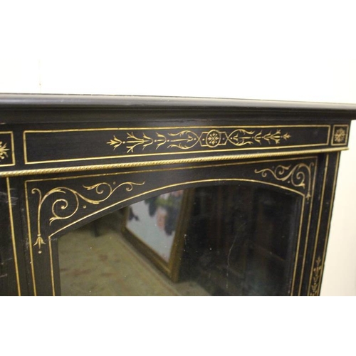 43 - Victorian Gilt Decorated Ebonised 1 Door Pier Cabinet  (108cm Tall x 76cm Wide)