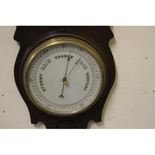 52 - Edwardian Oak Aneroid Barometer