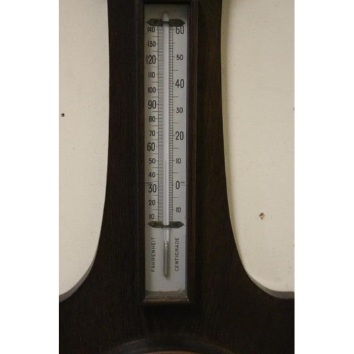 52 - Edwardian Oak Aneroid Barometer