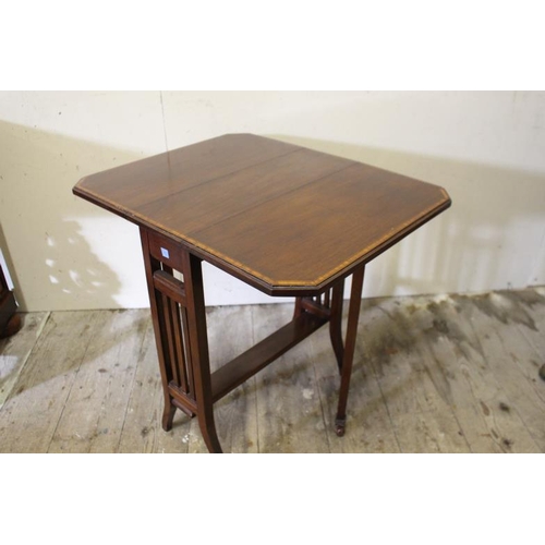 64 - Edwardian Mahogany Sutherland Table with Crossbanded Top   (62cm Tall x 19cm Wide x 53cm Long)